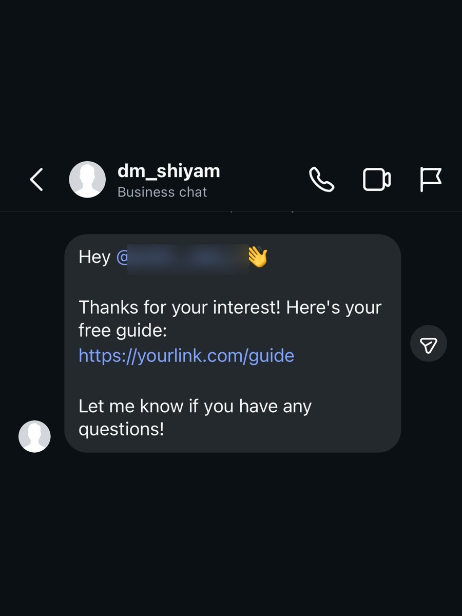 DM Shiyam auto-sends the DM